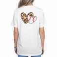 Baseball Heart Leopard Heart Sport Baseball Mom Women's T-Shirt Back Print