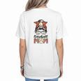 Baseball Mom Game Day Messy Bun Leopard Mother's Day Women's T-Shirt Back Print