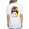 Baseball Mom Softball Mom Of Both Messy Bun Mother's Day Women's T-Shirt Back Print Baseball Mom Softball Mom Of Both Messy Bun Mother's Day Women's T-Shirt Back Print
