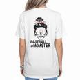 Baseball Momster Messy Bun Skull Mom For Women Halloween Women's T-Shirt Back Print Baseball Momster Messy Bun Skull Mom For Women Halloween Women's T-Shirt Back Print
