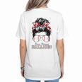 Busy Raising Ballers Messy Bun Funny Baseball Mom Women's T-Shirt Back Print