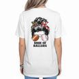 Mom Of Ballers Messy Bun Football Mom Baseball Mom Of Both Women's T-Shirt Back Print