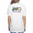 Peace Love Baseball Lover Motif For Women Pink Baseball Mom Women's T-Shirt Back Print Peace Love Baseball Lover Motif For Women Pink Baseball Mom Women's T-Shirt Back Print