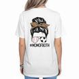 Soccer Baseball Mom Of Both Messy Bun Leopard Mother's Day Women's T-Shirt Back Print