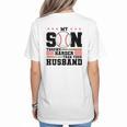 My Son Throws Harder Than Your Husband Baseball Mom Women's T-Shirt Back Print