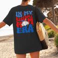 In My Baseball Mom Era Groovy Baseball Mother's Day US Flag Women's T-Shirt Back Print
