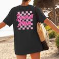 Baseball Mom And Pink Grid Sports Mother Mama Player Women's T-Shirt Back Print Baseball Mom And Pink Grid Sports Mother Mama Player Women's T-Shirt Back Print