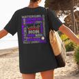 Baseball Mom Traits For Great Mothers Grey And Purple Women's T-Shirt Back Print Baseball Mom Traits For Great Mothers Grey And Purple Women's T-Shirt Back Print