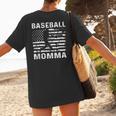 Baseball Momma Mom USA Flag 4th Of July Women's T-Shirt Back Print Baseball Momma Mom USA Flag 4th Of July Women's T-Shirt Back Print