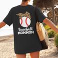 Baseball MomMom Baseball Player Leopard Mom Mom Women's T-Shirt Back Print Baseball MomMom Baseball Player Leopard Mom Mom Women's T-Shirt Back Print