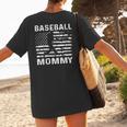 Baseball Mommy Mom USA Flag 4th Of July Women's T-Shirt Back Print Baseball Mommy Mom USA Flag 4th Of July Women's T-Shirt Back Print