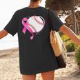 Breast Cancer Awareness Baseball Mom Women's T-Shirt Back Print