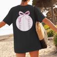 Coquette Baseball Mom Pink Bow Baseball Mama Women's T-Shirt Back Print