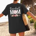 Floral Baseball Mom Mother's Day Cute Baseball Mama Mommy Women's T-Shirt Back Print Floral Baseball Mom Mother's Day Cute Baseball Mama Mommy Women's T-Shirt Back Print
