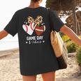 Game Day Vibes Football Baseball Mom Heart Women's T-Shirt Back Print