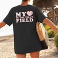 My Heart Is On That Court Baseball Mom Women's T-Shirt Back Print My Heart Is On That Court Baseball Mom Women's T-Shirt Back Print
