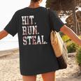 Hit Run Steal Baseball Mom For Women Baseball Women's T-Shirt Back Print Hit Run Steal Baseball Mom For Women Baseball Women's T-Shirt Back Print