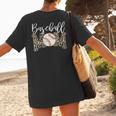 Leopard Baseball Mom Matching Baseball Mama Family Matching Women's T-Shirt Back Print Leopard Baseball Mom Matching Baseball Mama Family Matching Women's T-Shirt Back Print