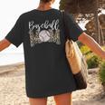 Leopard Baseball Mom Matching Softball Mama Family Matching Women's T-Shirt Back Print Leopard Baseball Mom Matching Softball Mama Family Matching Women's T-Shirt Back Print