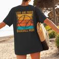 Loud And Proud Baseball Mom Vibrant Colorful Stripe Women's T-Shirt Back Print Loud And Proud Baseball Mom Vibrant Colorful Stripe Women's T-Shirt Back Print