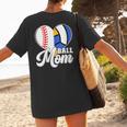 Proud Ball Mom Volleyball Baseball Mom Heart Women's T-Shirt Back Print Proud Ball Mom Volleyball Baseball Mom Heart Women's T-Shirt Back Print