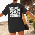 Retro Baseball Mom Summer Groovy Appreciation Women's T-Shirt Back Print Retro Baseball Mom Summer Groovy Appreciation Women's T-Shirt Back Print