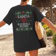 Santa Loves Baseball Moms Ugly Christmas Women's T-Shirt Back Print Santa Loves Baseball Moms Ugly Christmas Women's T-Shirt Back Print