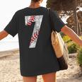Vintage Baseball Mom 7 Jersey Baseball Favorite Player Women's T-Shirt Back Print