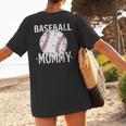 Vintage Baseball Mommy Mother's Day Sports Lover Mom Women's T-Shirt Back Print