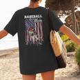 Vintage USA Flag Baseball Player Proud Baseball Mom Women's T-Shirt Back Print Vintage USA Flag Baseball Player Proud Baseball Mom Women's T-Shirt Back Print