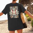 Women Kids Baseball Game Day Vibes Smile Baseball Mom Women's T-Shirt Back Print