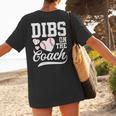 Womens Dibs On The Coach Coach's Wife Quote Baseball Mom Women's T-Shirt Back Print Womens Dibs On The Coach Coach's Wife Quote Baseball Mom Women's T-Shirt Back Print
