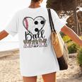 Ball Mom Heart Soccer Baseball Mom Women's T-Shirt Back Print Ball Mom Heart Soccer Baseball Mom Women's T-Shirt Back Print