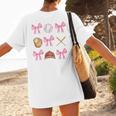 Baseball Coquette Bow Baseball Mama Baseball Mom Premium Women's T-Shirt Back Print