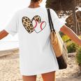 Baseball Heart Leopard Heart Sport Baseball Mom Women's T-Shirt Back Print