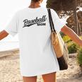 Baseball Mom 1970s Retro Cursive Font Women's T-Shirt Back Print Baseball Mom 1970s Retro Cursive Font Women's T-Shirt Back Print