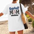 Baseball Mom Blue Varsity Baseball Mama Cute Mother's Day Women's T-Shirt Back Print