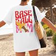 Baseball Mom Game Day Trendy Pink Leopard Mama Premium Women's T-Shirt Back Print