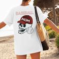 Baseball Mom Skull Sports Skeleton Women's T-Shirt Back Print Baseball Mom Skull Sports Skeleton Women's T-Shirt Back Print