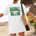 Baseball Mom Sports Green Women's T-Shirt Back Print Baseball Mom Sports Green Women's T-Shirt Back Print