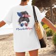 Baseball Mom USA American Flag 4th Of July Women's T-Shirt Back Print