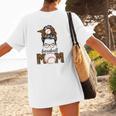 Baseball Mom Women Messy Bun Leopard Mother's Day Women's T-Shirt Back Print