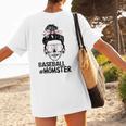 Baseball Momster Messy Bun Skull Mom For Women Halloween Women's T-Shirt Back Print Baseball Momster Messy Bun Skull Mom For Women Halloween Women's T-Shirt Back Print
