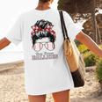 Busy Raising Ballers Messy Bun Funny Baseball Mom Women's T-Shirt Back Print