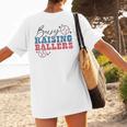 Busy Raising Ballers Retro Groovy Baseball Mom Outfit Women's T-Shirt Back Print