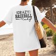 Crazy Baseball Lady Baseball Mom Sporty Humor Women's T-Shirt Back Print Crazy Baseball Lady Baseball Mom Sporty Humor Women's T-Shirt Back Print