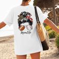 Football Mom Baseball Mom Life Messy Bun Mom Of Both Women's T-Shirt Back Print Football Mom Baseball Mom Life Messy Bun Mom Of Both Women's T-Shirt Back Print