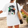 Ireland Baseball Mom Messy Bun Irish Baseball Girl Women's T-Shirt Back Print Ireland Baseball Mom Messy Bun Irish Baseball Girl Women's T-Shirt Back Print