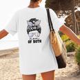 Mom Of Both Volleyball And Baseball Mom For Women Messy Bun Women's T-Shirt Back Print