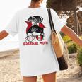 Peru Baseball Mom Messy Bun Women's T-Shirt Back Print Peru Baseball Mom Messy Bun Women's T-Shirt Back Print
